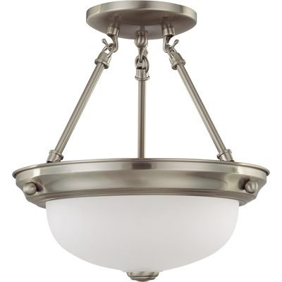 Nuvo Lighting 60/3244  2 Light 11" Semi-Flush with Frosted White Glass in Brushed Nickel Finish